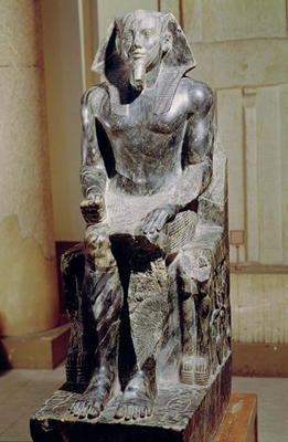Statue of Khafre (2520-2494 BC) enthroned, from the Valley Temple of the Pyramid of Khafre at Giza, von 4th Dynasty Egyptian