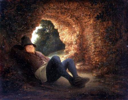 Peasant sleeping in a ruined vault von Adriaen van Ostade