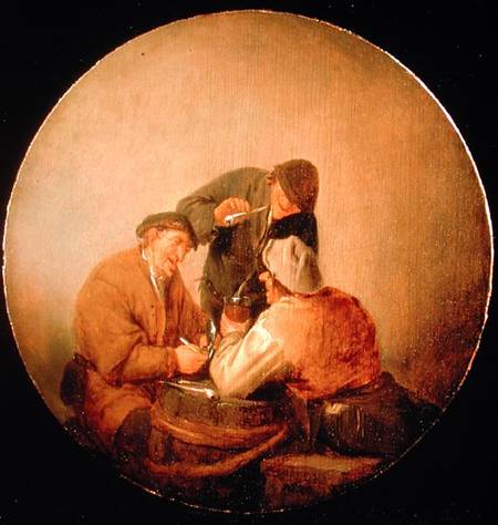 Three Peasants Drinking and Smoking in an Interior von Adriaen van Ostade