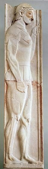 Funerary stela of the Hoplite Aristion, from Velanideza, Attica, c.510 BC (marble)