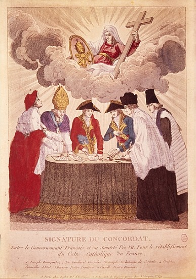 Signing the Concordat between Napoleon and Pope Pius VII, 15th July 1801 von Basset