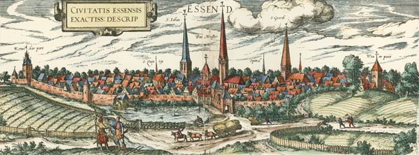 Essen, Ansicht 1581 von Braun u. Hogenberg
