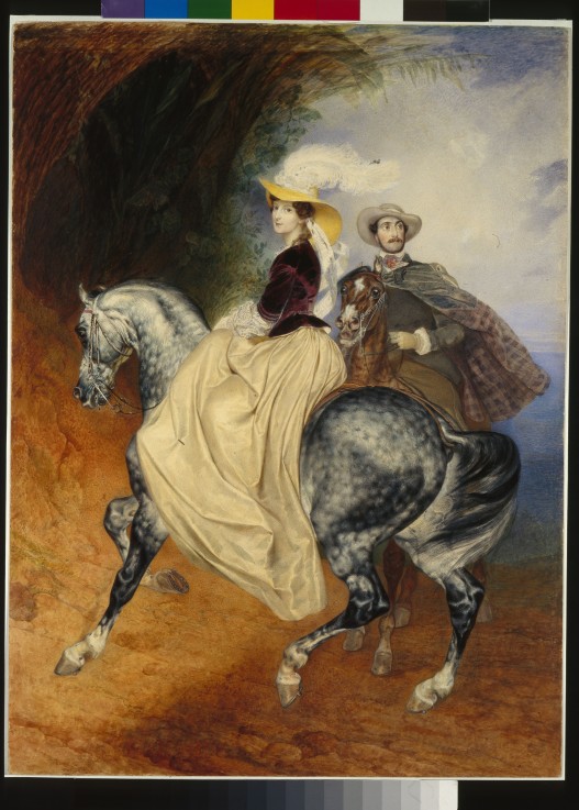 Die Reiter. Porträt von Eugeni und Emilie Mussard von Brüllow