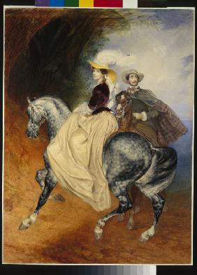 Die Reiter. Porträt von Eugeni und Emilie Mussard 1849