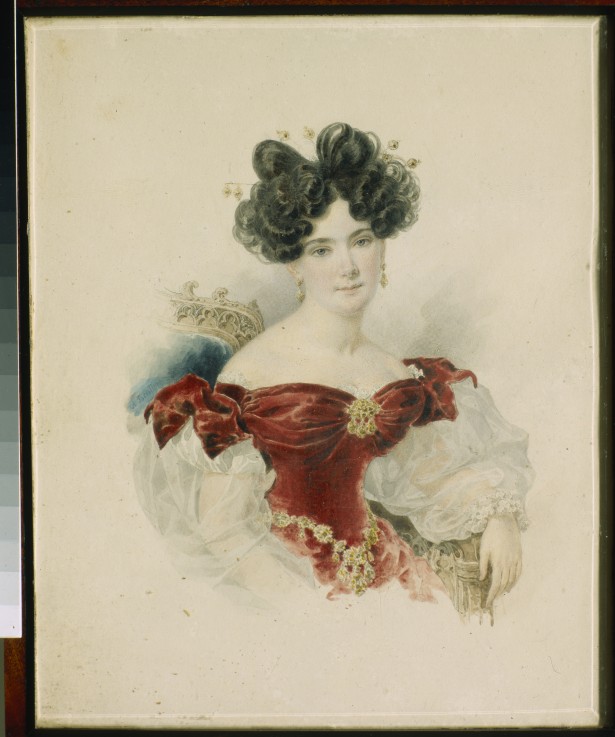 Porträt von Gräfin Natalia Viktorowna Stroganowa, geb. Baronesse Kotschubei (1800-1854) von Brüllow