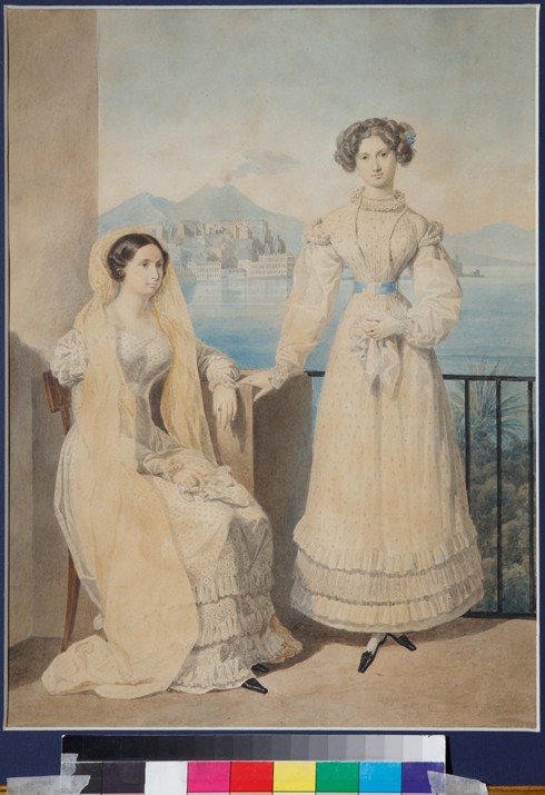 Porträt von Schwestern Gräfinnen Dorothea (1804-1863) und Catherine (1803-1888) von Tiesenhausen von Brüllow