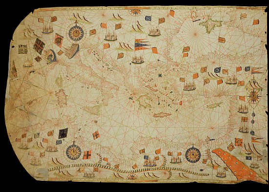 The entire Mediterranean Basin, from a nautical chart (ink on vellum) von Calopodio da Candia