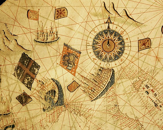 The maritime cities of Genoa and Venice, from a nautical atlas of the Mediterranean and Middle East  von Calopodio da Candia