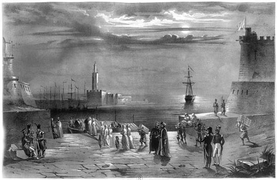 The Dey Hussein Ibn El Hussein (1765-1838) leaving Algiers after the city has been captured on the 4 von Coppin