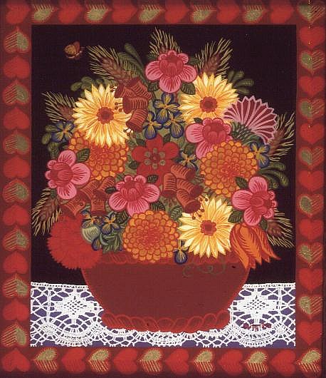 Brown Flowerbowl (painted on glass)  von Ditz