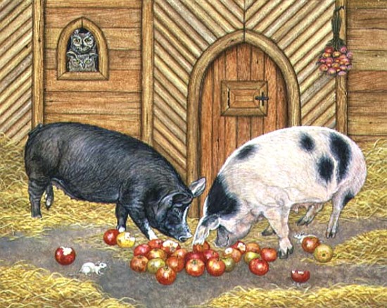 Noah''s Pigs, 1997 (acrylic on panel)  von Ditz