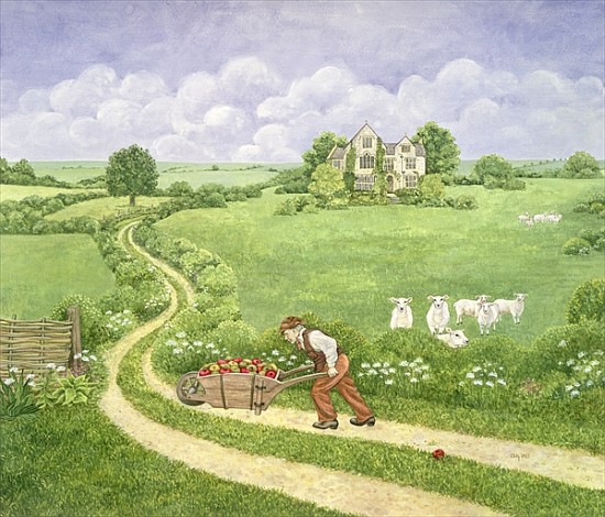 The Apple-barrow: Joseph Poorgrass wheeling a barrow of apples to Bathsheba''s residence, from ''Far von Ditz