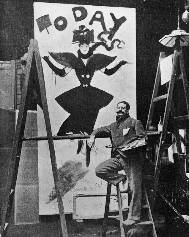 Dudley Hardy painting a poster for the magazine journal ''Today'', c.1890s von English Photographer