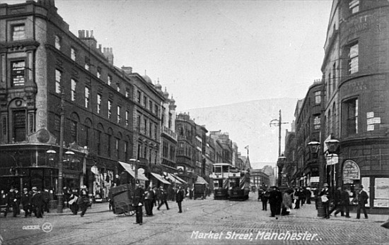 Market Street, Manchester, c.1910 von English Photographer