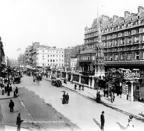 The Strand and Charing Cross Station, London, c.1890 (b/w photo) 