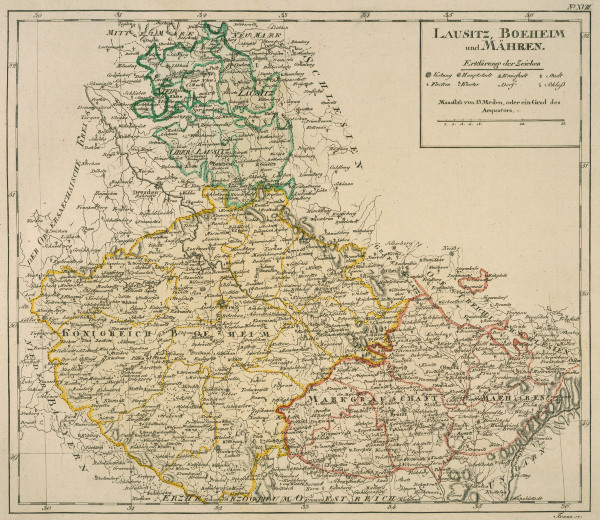 Landkarte von Böhmen, Mähren etc. 1795 von Franz