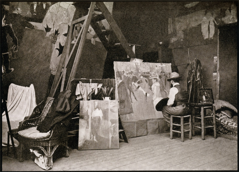 Toulouse-Lautrec in his studio in Rue Caulaincourt, from ''Toulouse-Lautrec'' by Gerstle Mack, publi von French Photographer