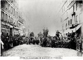 Barricade in the Rue de Flandre, during the Commune of Paris, 18th March 1871