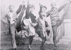 Dancing the Can-Can, late 19th century (b/w photo) 