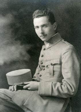 Louis Aragon (1897-1982) in uniform (b/w photo) 
