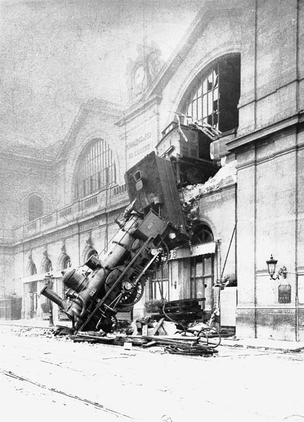 Train accident at the Gare Montparnasse in Paris on 22nd October 1895 von French Photographer