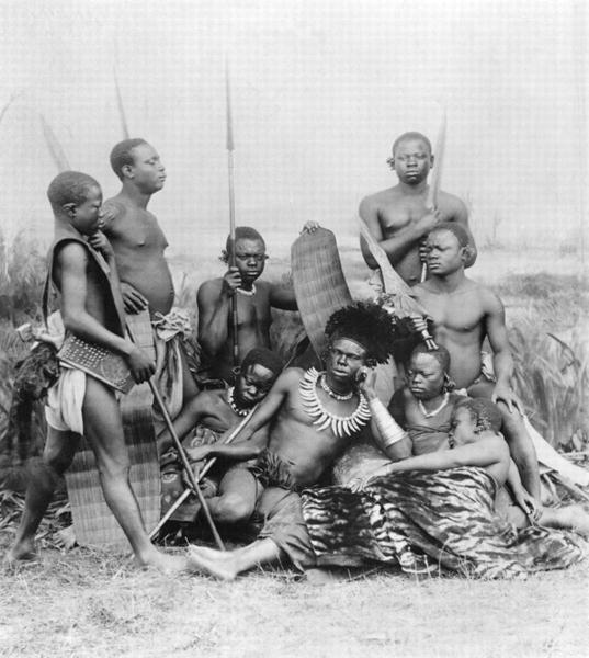 Warriors, Belgian Congo, 1894 (b/w photo)  von French Photographer