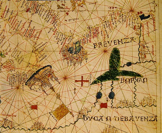 Provence and Northern Italy, from a nautical atlas, 1520 (ink on vellum) von Giovanni Xenodocus da Corfu