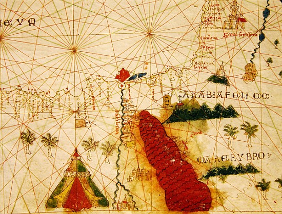 The Red Sea, from a nautical atlas, 1520(detail from 330913) von Giovanni Xenodocus da Corfu
