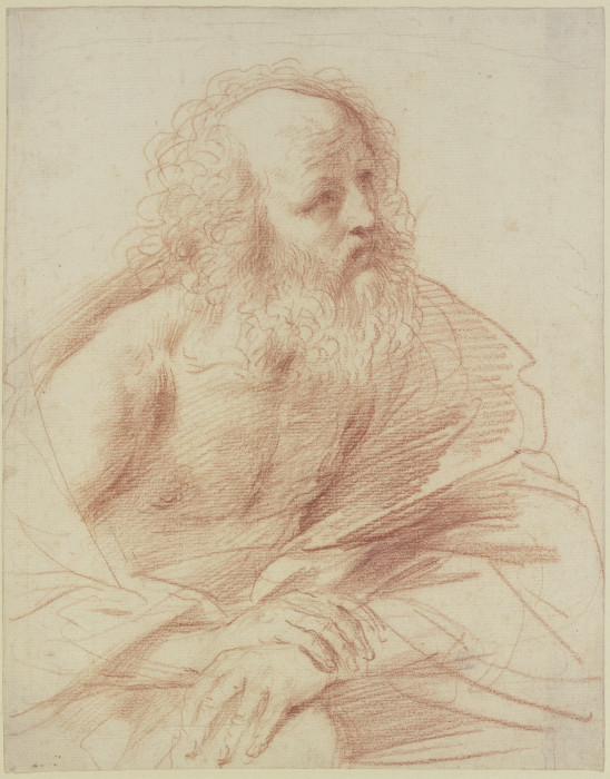 Bärtiger Mann im Mantel nach rechts, die Hände übereinander gelegt von Guercino (Giovanni Francesco Barbieri)