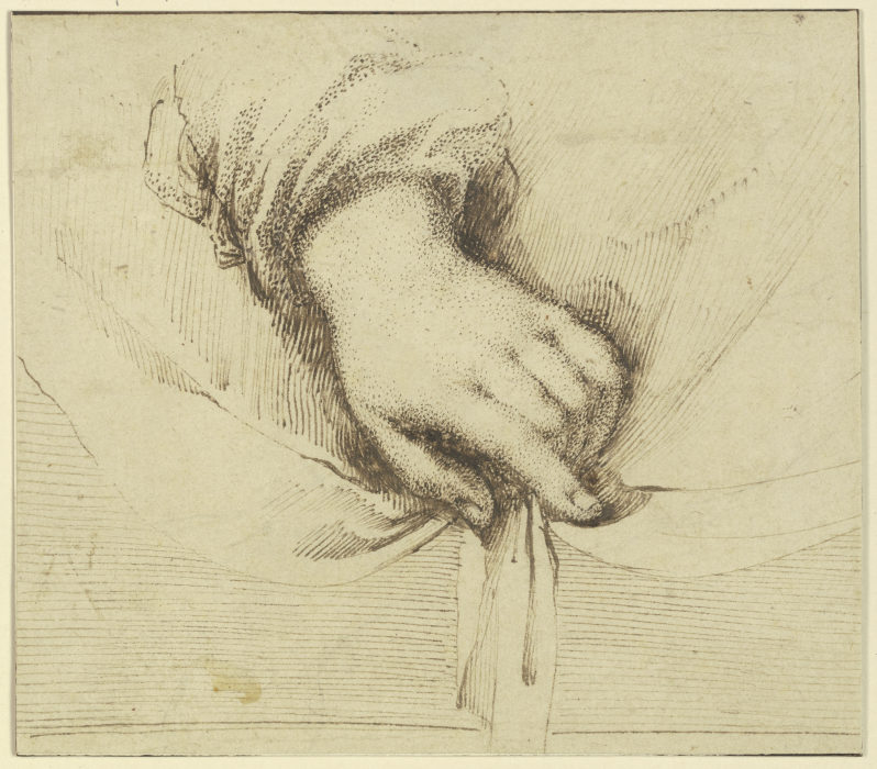 Eine Hand, die ein Gewand hält (?) von Guercino (Giovanni Francesco Barbieri)