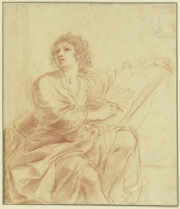 Johannes der Evangelist, sitzend und schreibend von Guercino (Giovanni Francesco Barbieri)