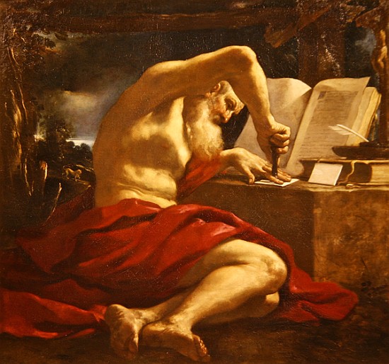 St. Jerome sealing a letter von Guercino (Giovanni Francesco Barbieri)
