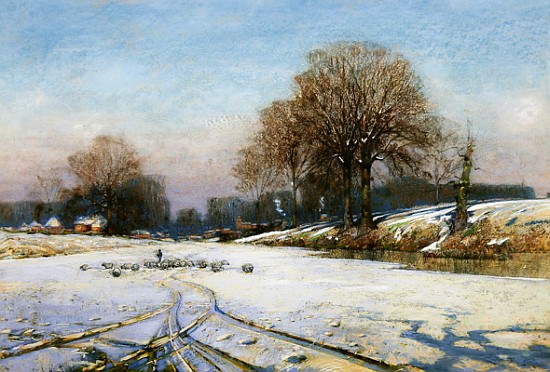 Herding Sheep in Wintertime von Hind Frank