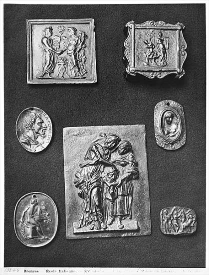 Plaques depicting Hermes and Abundance, Apollo, Judith and her Servant, Attila the Hun (395-453) (br von Italian School