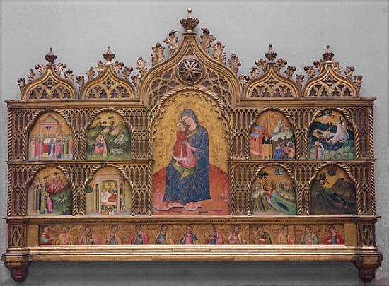 The Virgin and Child with Legendary Scenes (tempera on panel with gold) von Italian School