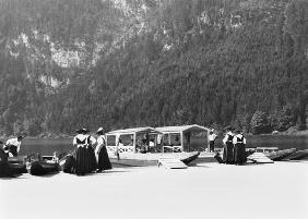 Boats at Konigssee, c.1910 (b/w photo) 