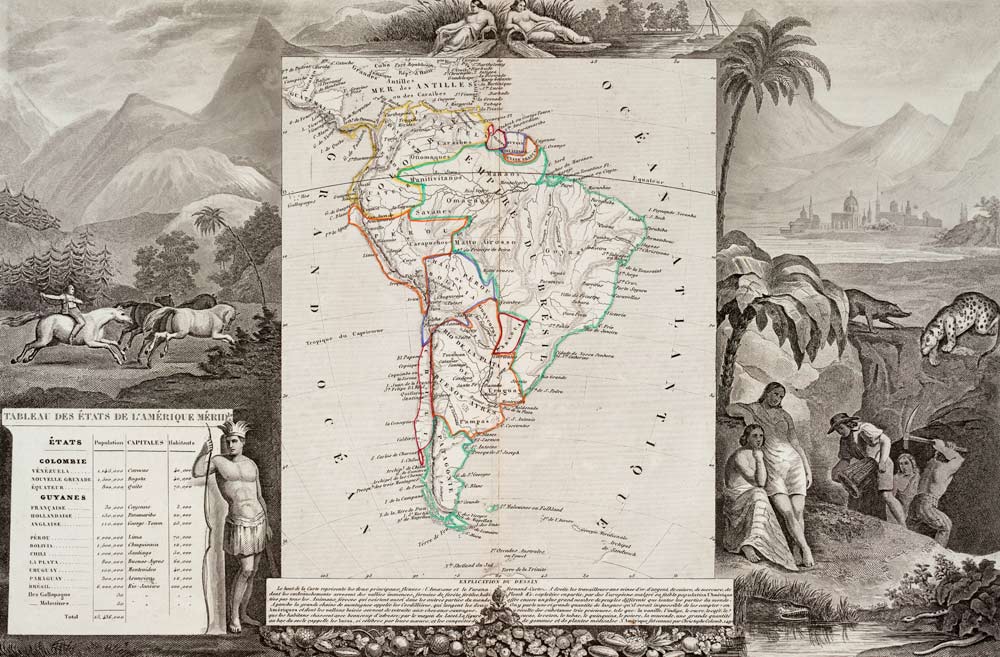 Landkarte von Südamerika 1856 von Laguillermie