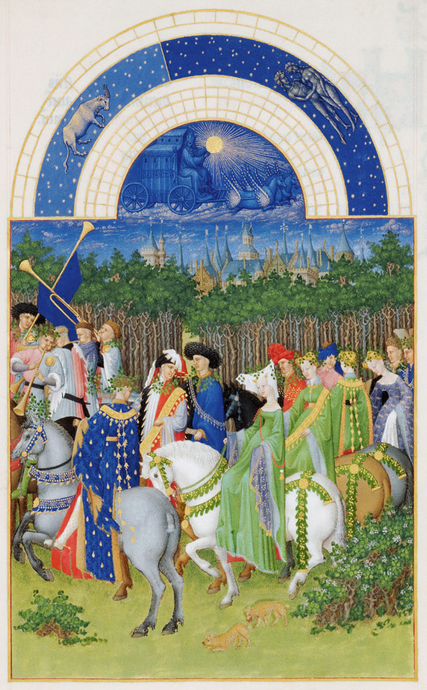Facsimile of May: Courtly Figures on Horseback, from ''Les Tres Riches Heures du Duc de Berry'' von Limbourg Brothers