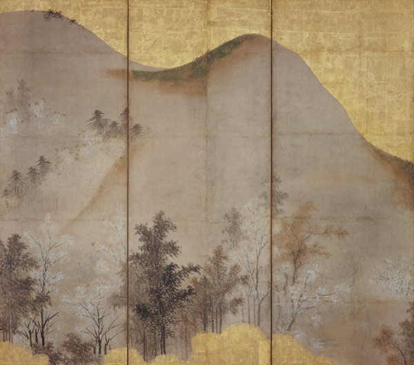 Spring Landscape (pen & ink, colour, gold paper on panel) (see 216557) von Linkoku