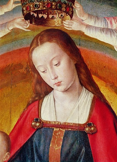 The Virgin Mary with her Crown, detail of the Coronation of the Virgin, centre panel from the Bourbo von Master of Moulins (Jean Hey)