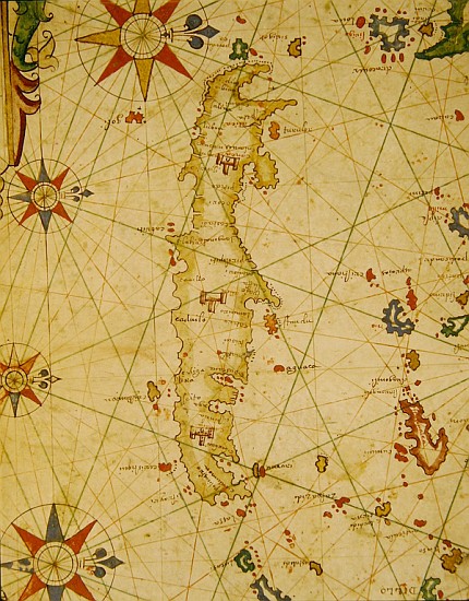 The Island of Crete, from a nautical atlas, 1651(detail from 330925) von Pietro Giovanni Prunes