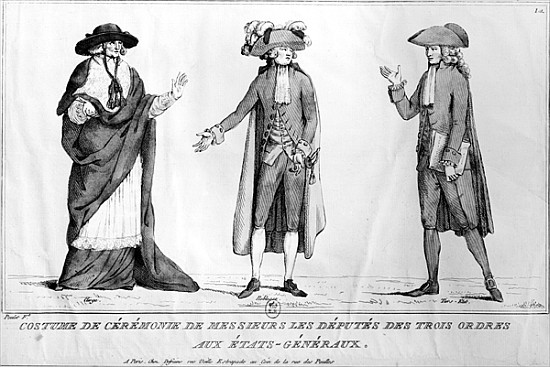Ceremonial Costumes of the Deputies of the Trois Ordres aux Etats-Generaux, 4th May 1789 von Poulet
