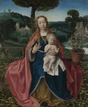 Madonna mit dem Kind in einer Landschaft