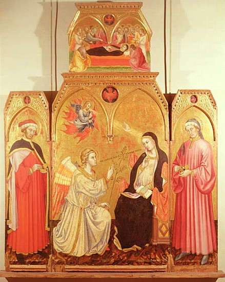 The Annunciation with St. Cosmas and St. Damian, 1409 (gold leaf & tempera on panel) von Taddeo di Bartolo