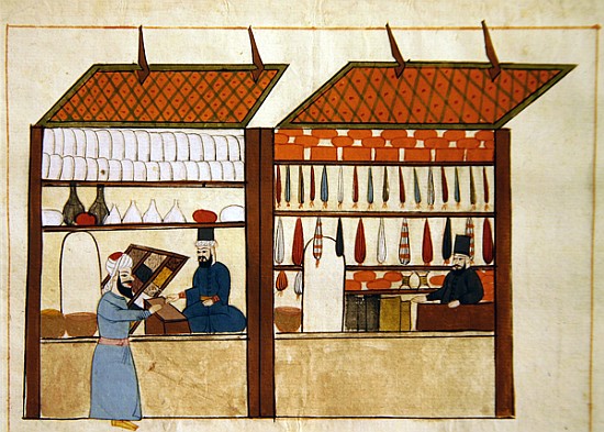 Ms. cicogna 1971, miniature from the ''Memorie Turchesche'' depicting Turkish merchants von Venetian School