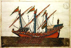 Ms. cicogna 1971, miniature from the ''Memorie Turchesche'' depicting a Turkish galley with a single