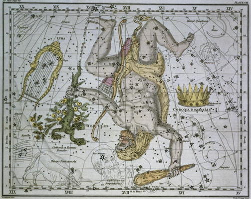 Hercules, from 'A Celestial Atlas', pub. in 1822 (coloured engraving) von A. Jamieson