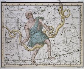 Ophiuchus or Serpentarius, from 'A Celestial Atlas', pub. in 1822 (coloured engraving) 1882