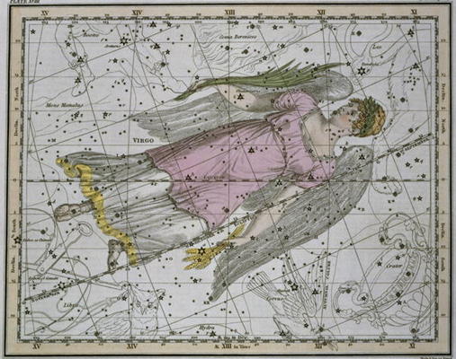 Virgo, from 'A Celestial Atlas', pub. in 1822 (coloured engraving) von A. Jamieson