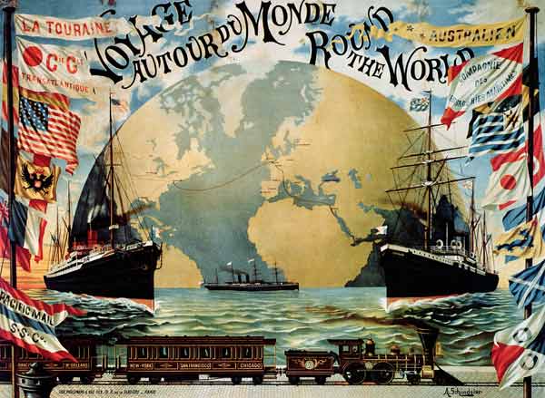 'Voyage Around the World', poster for the 'Compagnie Generale Transatlantique', late 19th century (c von A. Schindeler